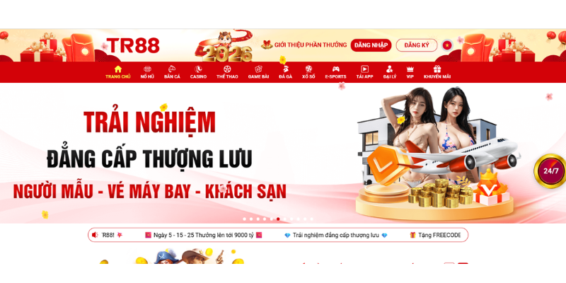 Giao diện chính thức trang chủ TR88